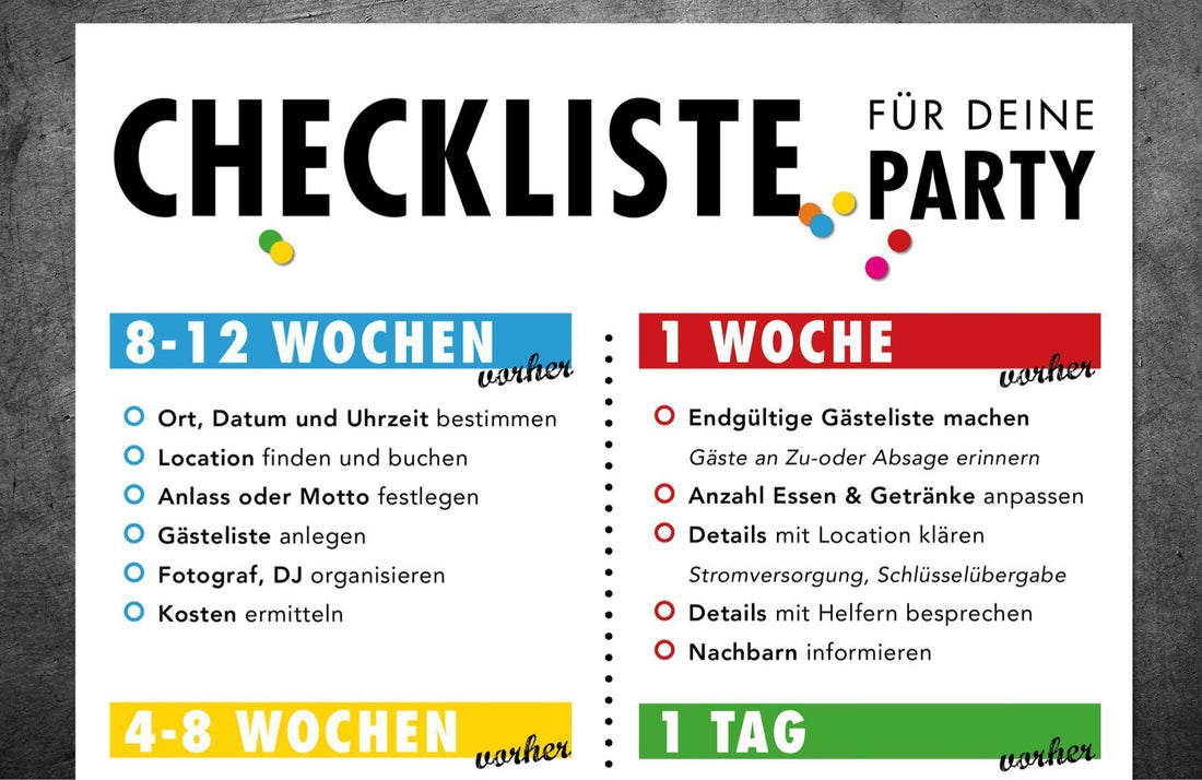 Die Checkliste für Deine Party zum Download - Individuelle Einladung