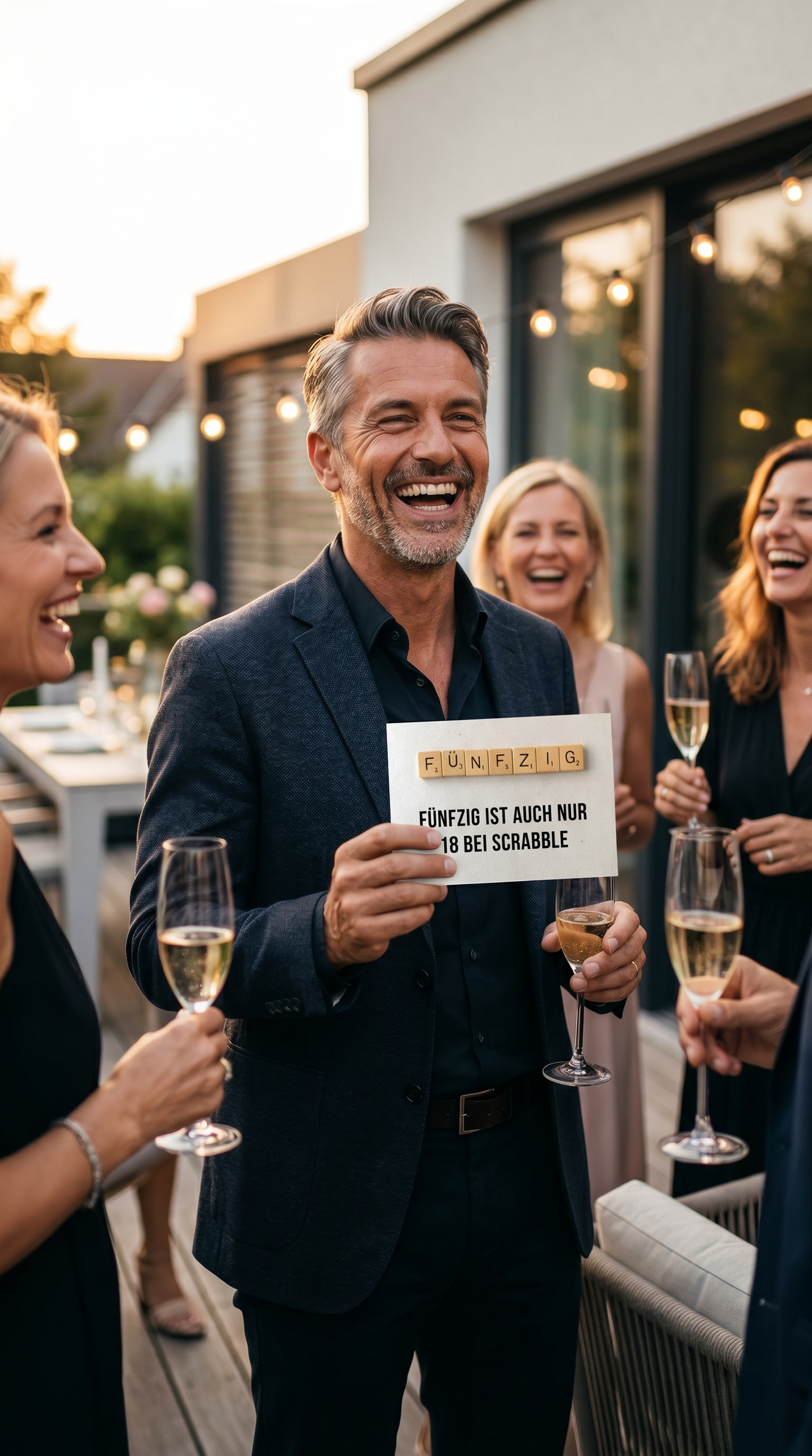 Glückwunsch Karte 50 – Lustige Geburtstagskarte Scrabble mit humorvollem Spruch - Individuelle Einladung