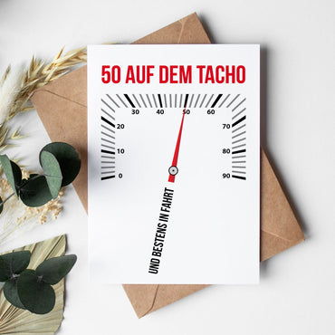 Einladung zum 50. Geburtstag – 50 auf dem Tacho… und bestens in Fahrt - Individuelle Einladung