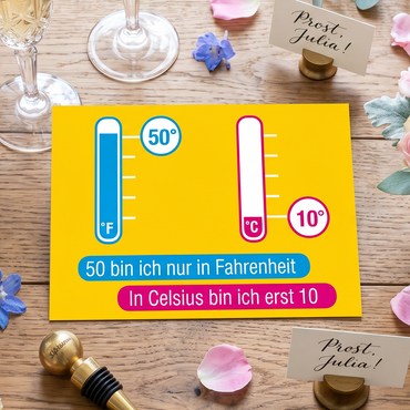 Einladung zum 50. Geburtstag: 50 Fahrenheit - Individuelle Einladung