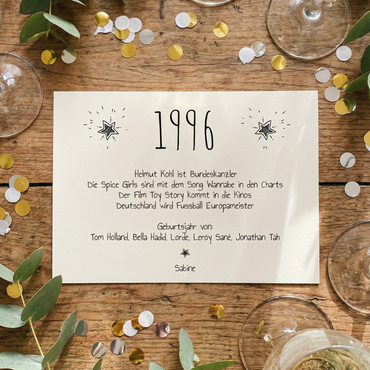 Einladung zum 30. Geburtstag: Ereignisse aus dem Jahr 1996 - weiß - Individuelle Einladung
