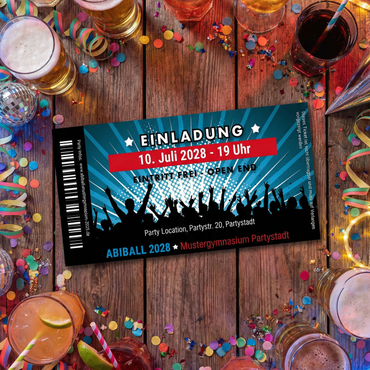 Abiball Einladung Ticket – Stylische Eintrittskarte für kreative Abschlussfeier - Individuelle Einladung