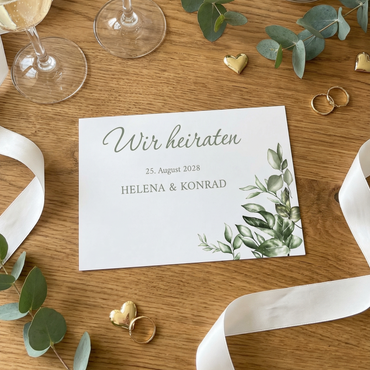 Einladung Hochzeit Greenery – Hochzeitskarte mit Ranken Design - Individuelle Einladung