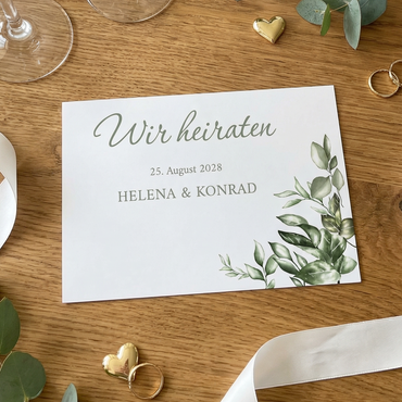 Einladung Hochzeit Greenery – Hochzeitskarte mit Ranken Design - Individuelle Einladung
