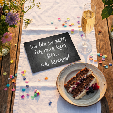 Grußkarte Satt – Lustige Geburtstagskarte mit witzigem Spruch für Kuchenliebhaber - Individuelle Einladung
