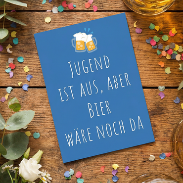 Einladung zum Geburtstag – Originelle Einladungskarten mit lustigem Spruch Jugend ist aus - Individuelle Einladung