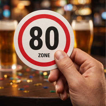 Bierdeckel Einladung zum 80. Geburtstag: Zone 80