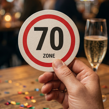 Bierdeckel Einladung zum Geburtstag: Zone 70 - Individuelle Einladung