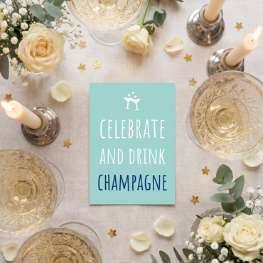 Celebrate and Drink Champagne – Geburtstag Einladungskarte mit Champagnergläsern | Stilvolle Einladung für Geburtstag, JGA & elegante Partys