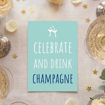 Celebrate and Drink Champagne – Geburtstag Einladungskarte mit Champagnergläsern | Stilvolle Einladung für Geburtstag, JGA & elegante Partys