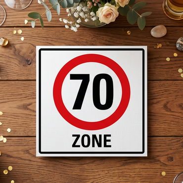 Einladung zum 70. Geburtstag: Verkehrsschild 70 Zone - Individuelle Einladung