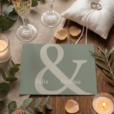 Einladungskarte Hochzeit Aloe Vera – Personalisierte elegante Klappkarte - Individuelle Einladung