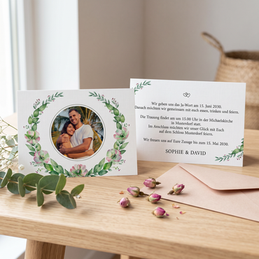 Einladung Zur Hochzeit – Romantische Hochzeitseinladungskarten mit zarten Blüten
