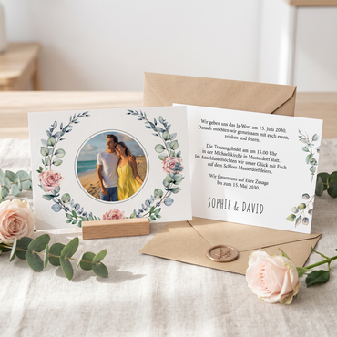 Einladung Hochzeit Wild flowers – Floraler Stil Einladungskarten mit Foto