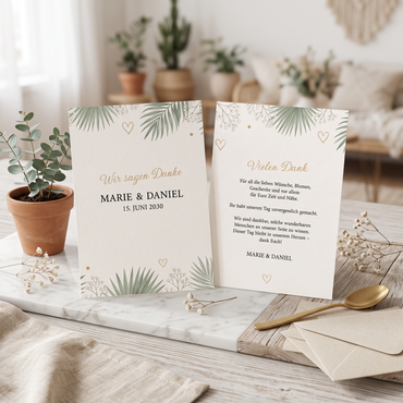 Dankeskarte Hochzeit „Botanical“ – Floraler Dank für eure Gäste