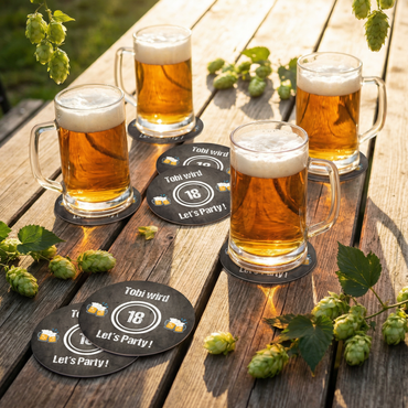 Bierdeckel Einladung 18 Geburtstag – Originelle Einladungskarten für Deine Party Let´s Party - Individuelle Einladung