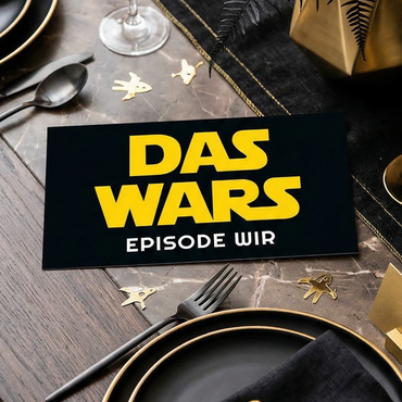 Hochzeitseinladung DAS WARS – EPISODE WIR | Kultiges Design im Sternenkrieg Stil | Gelb auf Schwarz - Individuelle Einladung