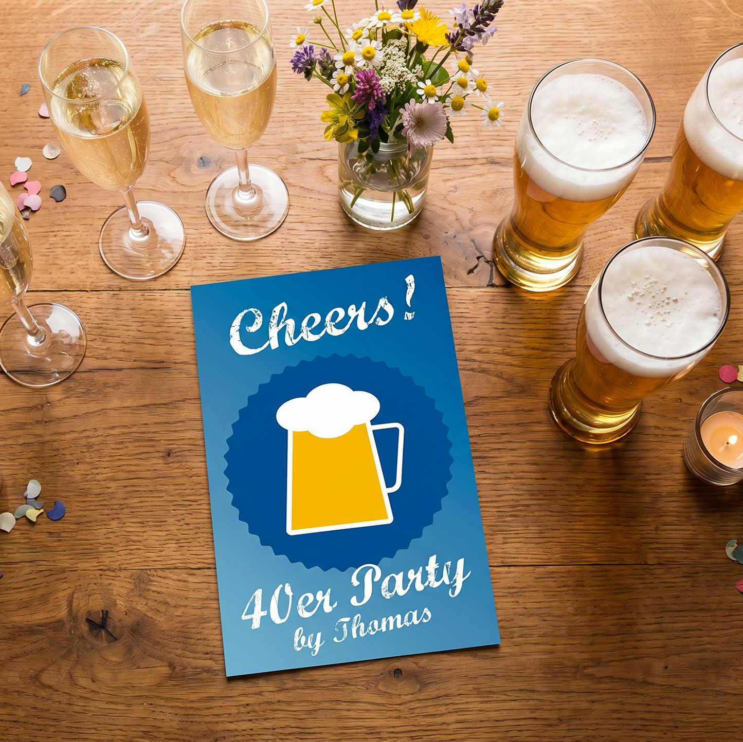 Einladung zum 40. Geburtstag: Cheers - to 40 years - Individuelle Einladung