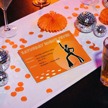 Einladung 70s party 40th