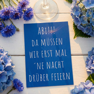 Abiball Einladung – Nacht drüber feiern – Blau und voll personalisierbar - Individuelle Einladung