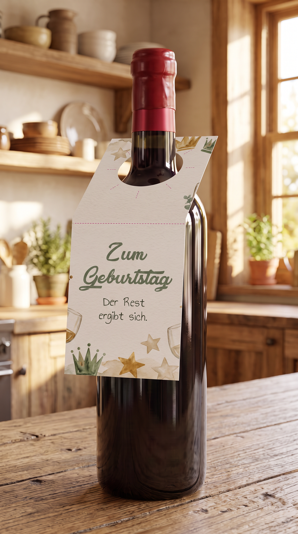 Flaschenanhänger Geburtstag „Zum Geburtstag. Der Rest ergibt sich.“ – Lustiger Gruß