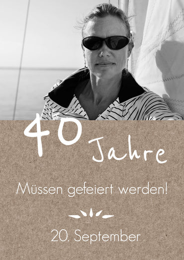 Rustikale Einladung zum 40. Geburtstag mit Foto