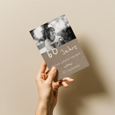 Rustikale Einladung zum 60. Geburtstag mit Foto