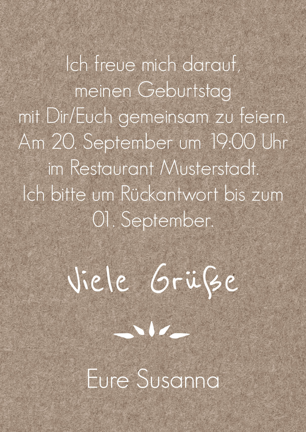 Rustikale Einladung zum 70. Geburtstag mit Foto