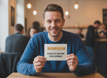 Geburtstagskarte 40 – Lustige Scrabble Karte mit witzigem Spruch zum Geburtstag