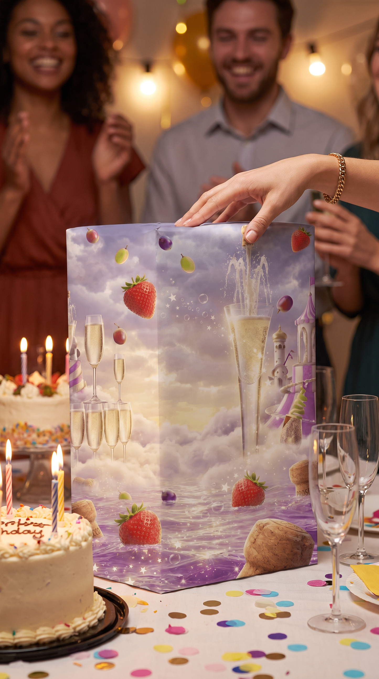 Lustiges Geschenkpapier 1 Bogen Prosecco - witziges Motiv zum Geburtstag