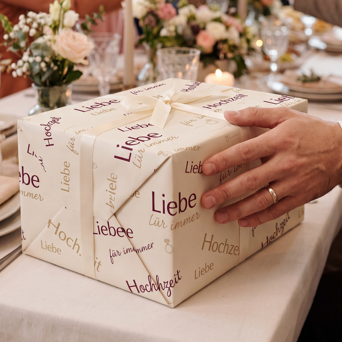 Elegantes Geschenkpapier Hochzeit und Liebe 1 Bogen Elegante Typographie