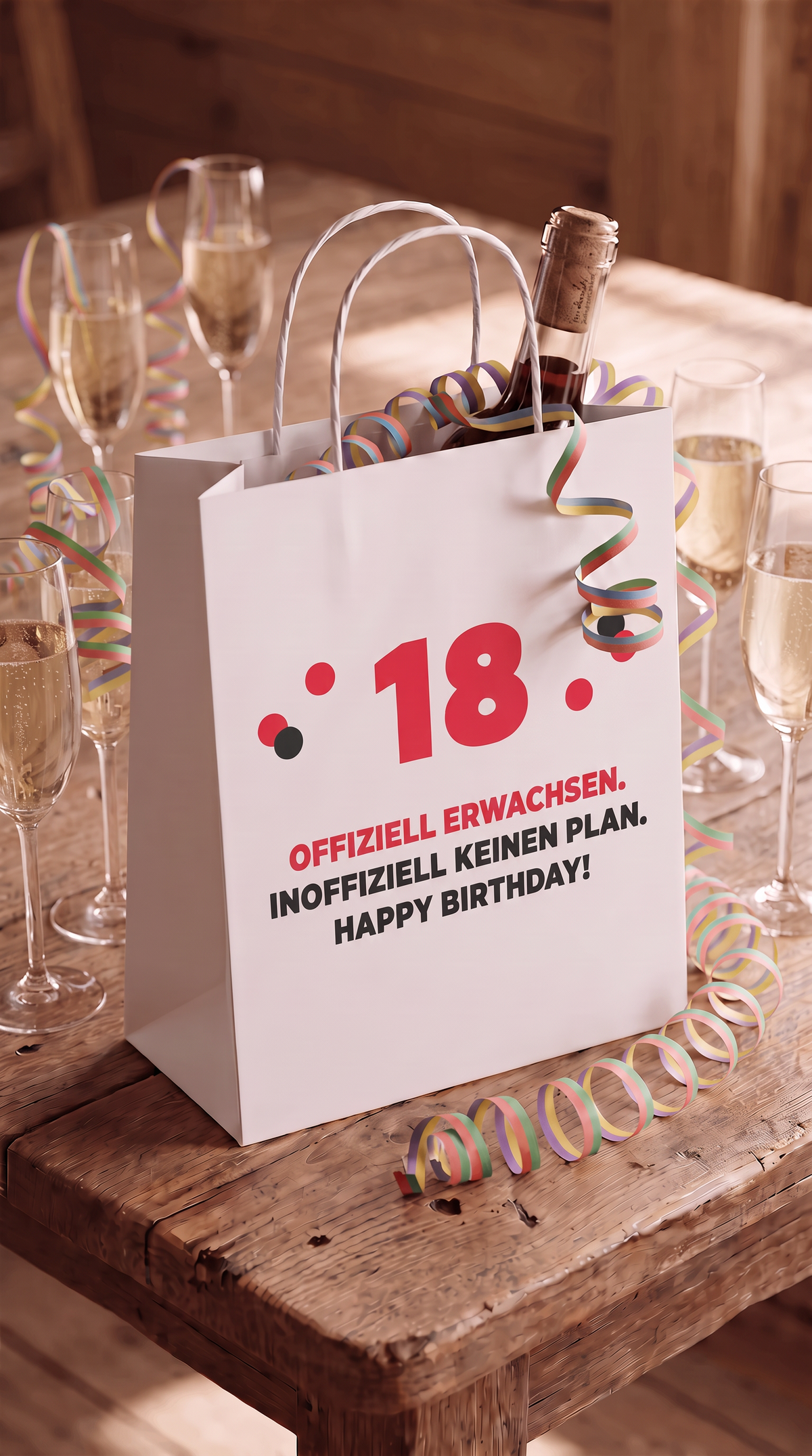 Geschenktüte Geburtstag – 18 | Offiziell erwachsen, inoffiziell keinen Plan