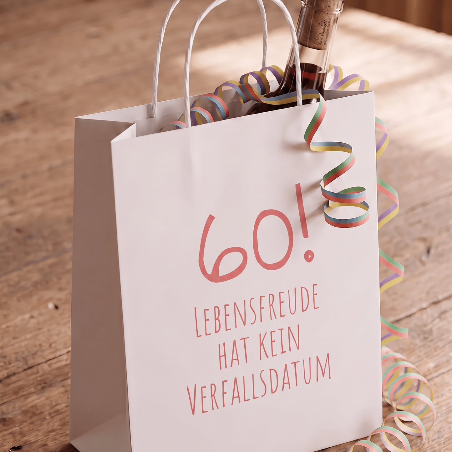 Geschenktüte "Lebensfreude 60" – Geschenktasche zum 60. Geburtstag