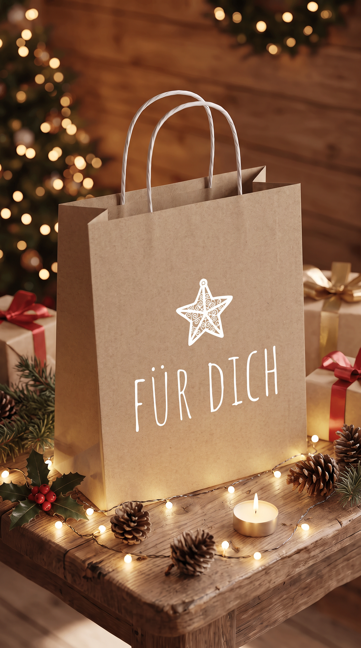 Geschenktüte Weihnachten – Für Dich | Kraftpapier mit Stern