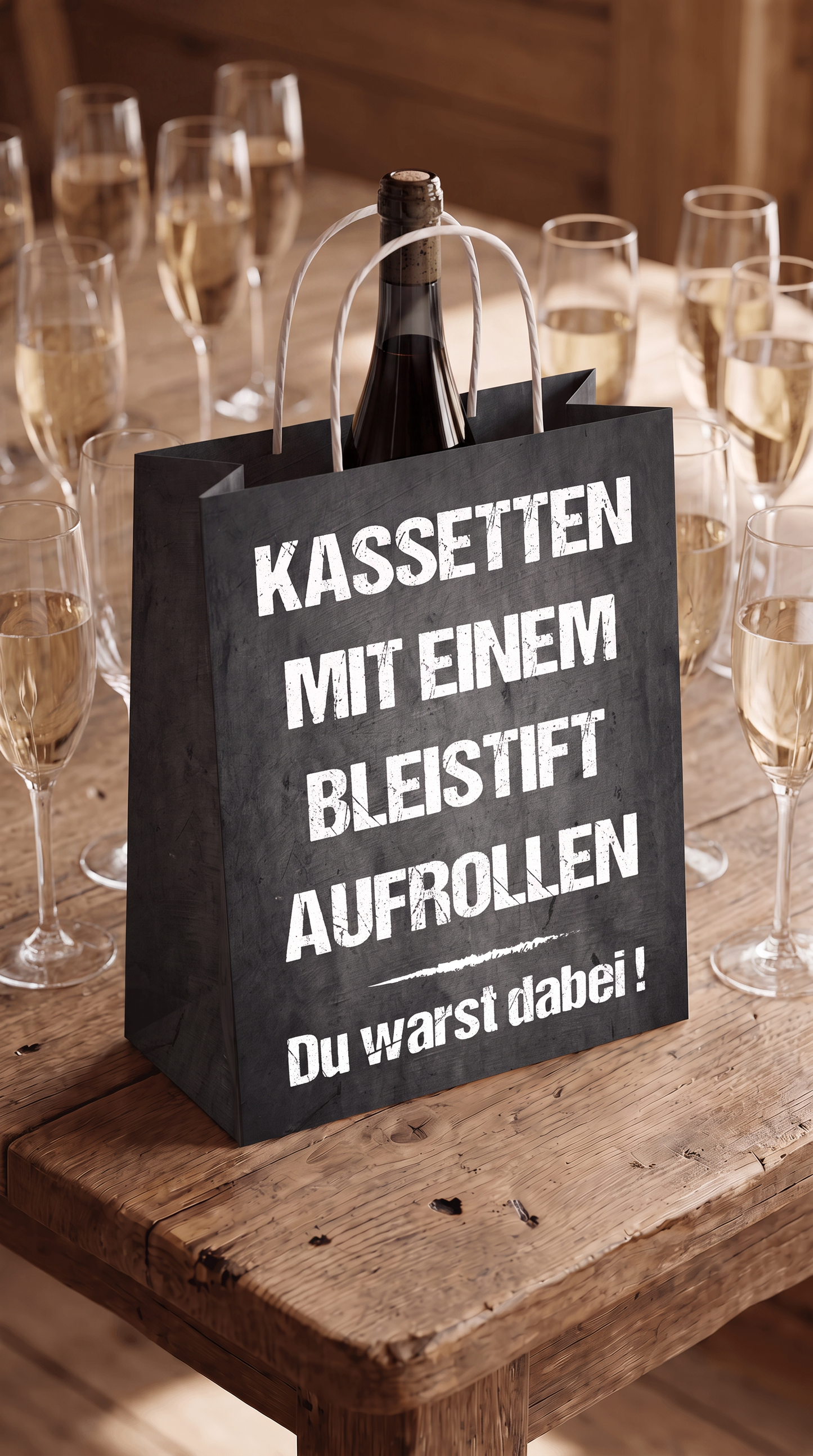 Geschenktüte „Kassette“ – Retro-Geschenktasche zum Geburtstag für 80er- & 90er-Fans