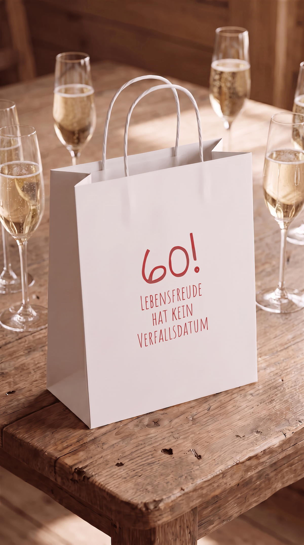 Geschenktüte "Lebensfreude 60" – Geschenktasche zum 60. Geburtstag
