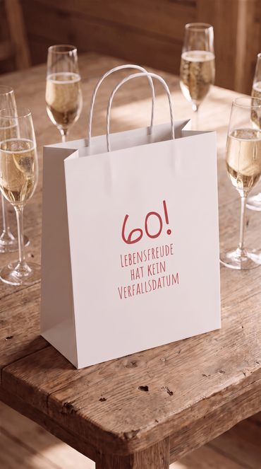 Geschenktüte "Lebensfreude 60" – Geschenktasche zum 60. Geburtstag