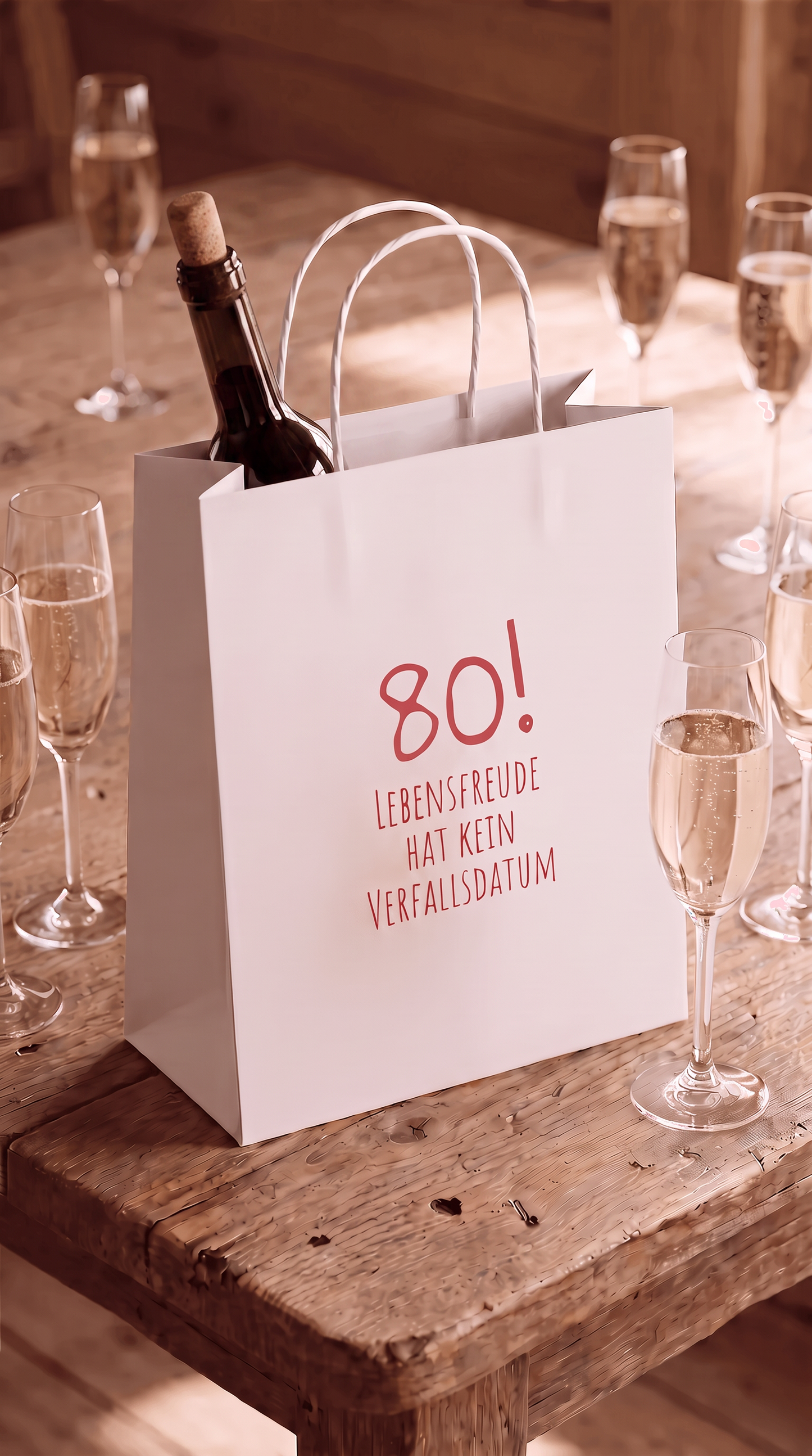 Geschenktüte „Lebensfreude 80“ – Besondere Geschenkverpackung zum 80. Geburtstag