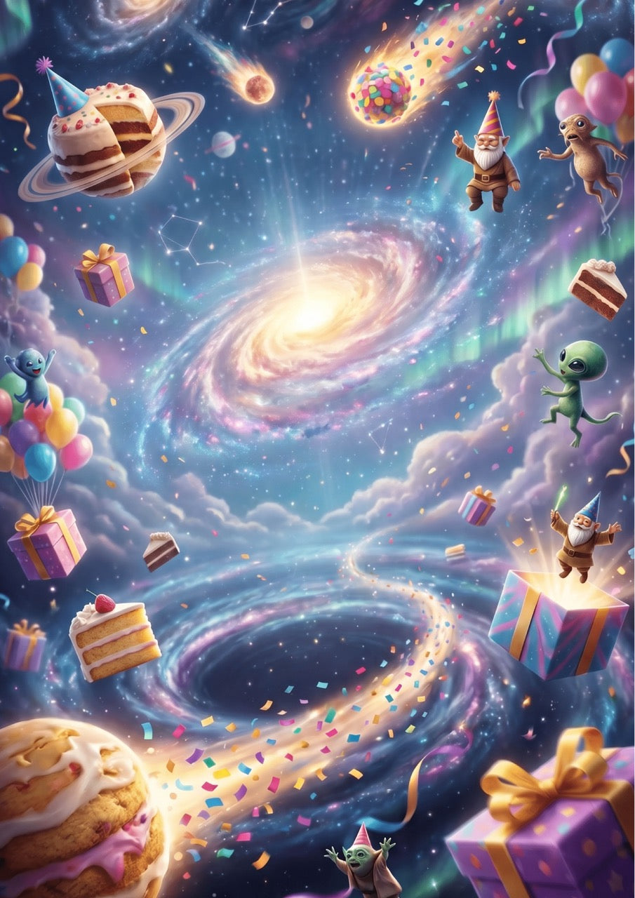 Lustiges Geschenkpapier Set 5 Bögen Sternzeichen Space Birthday - witziges Motiv zum Geburtstag