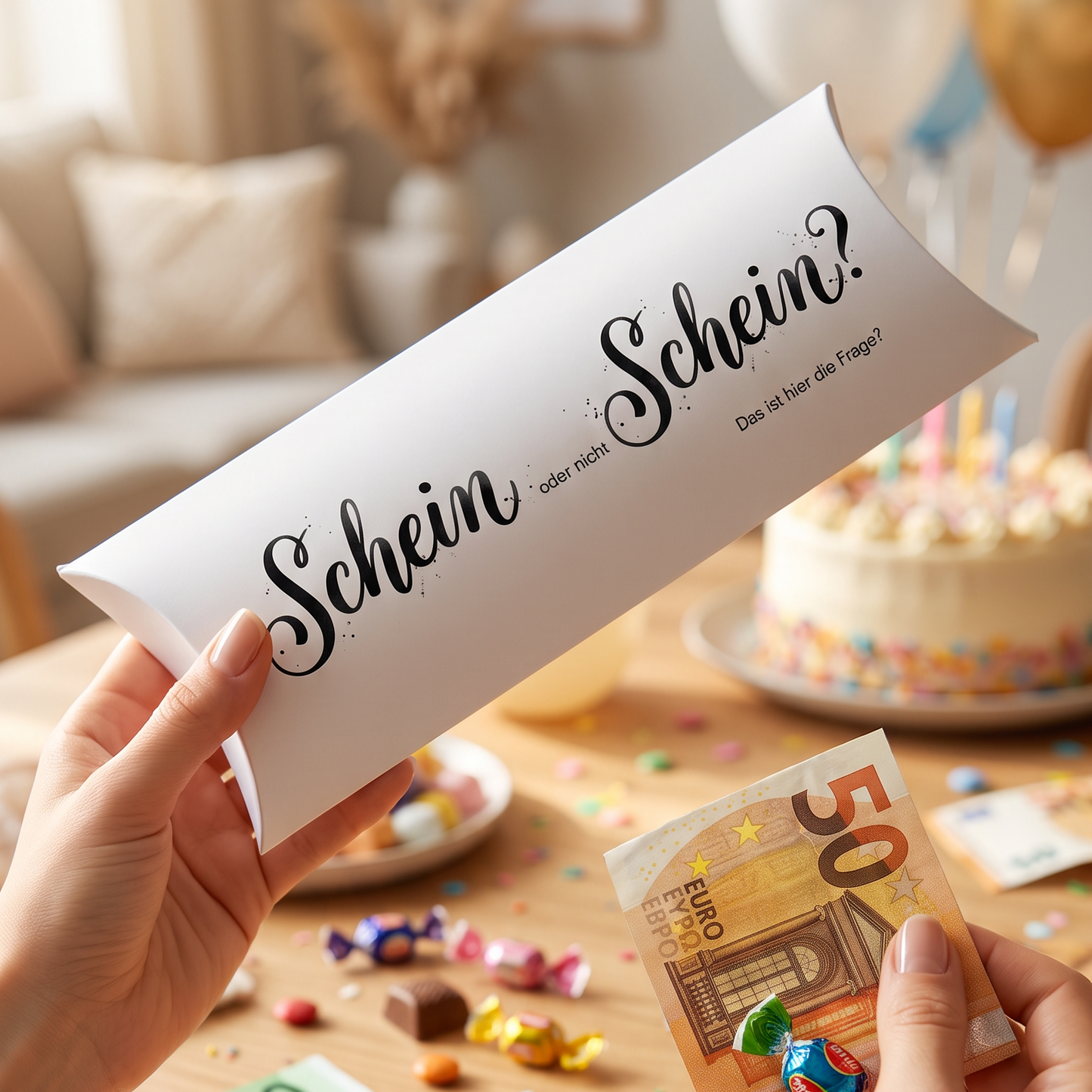 Geldgeschenk Verpackung „Schein oder nicht Schein“ | Lustiges Geldgeschenk