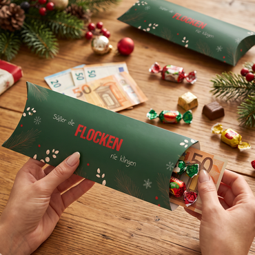 Geldgeschenk Verpackung Weihnachten – Süßer die Flocken nie klingen | Grün