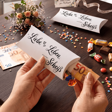 Geldgeschenk Verpackung Hochzeit – Für Liebe, Leben & sonstigen Scheiß. | Lustig