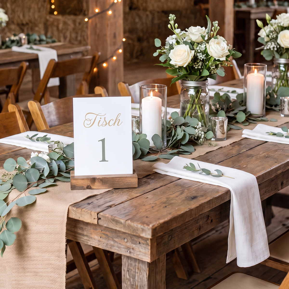 Tischkarten Hochzeit „Weiß“ – Tischnummern passend zum Sitzplan