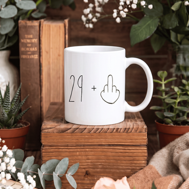Lustige Keramik Tasse 30 Geburtstag Mittelfinger, Witziges Geschenk 30er Spruch, retro Kaffeetasse 29+ Becher Büro