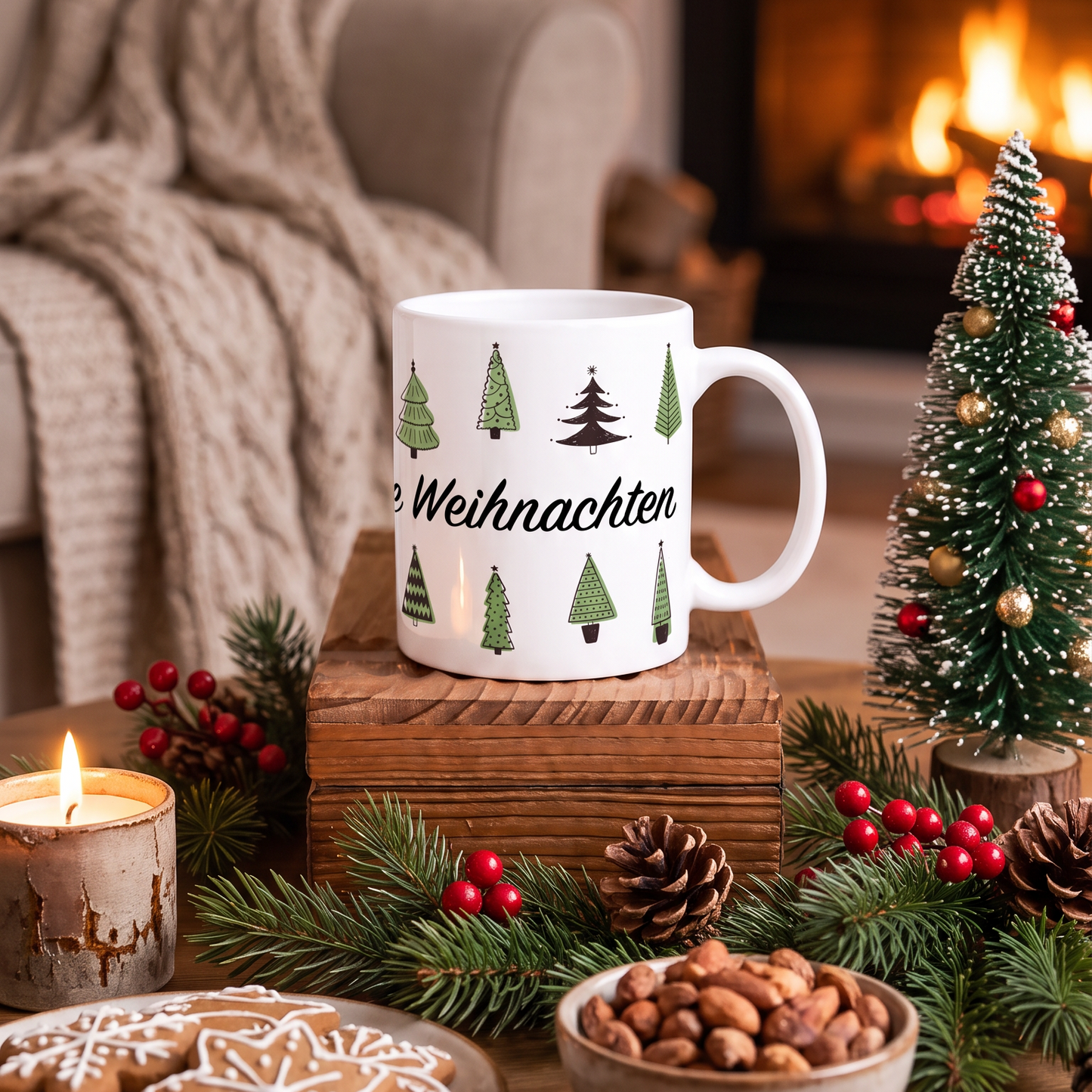 Keramik Tasse Weihnachten „Frohe Weihnachten“ – Klassische Weihnachtstasse