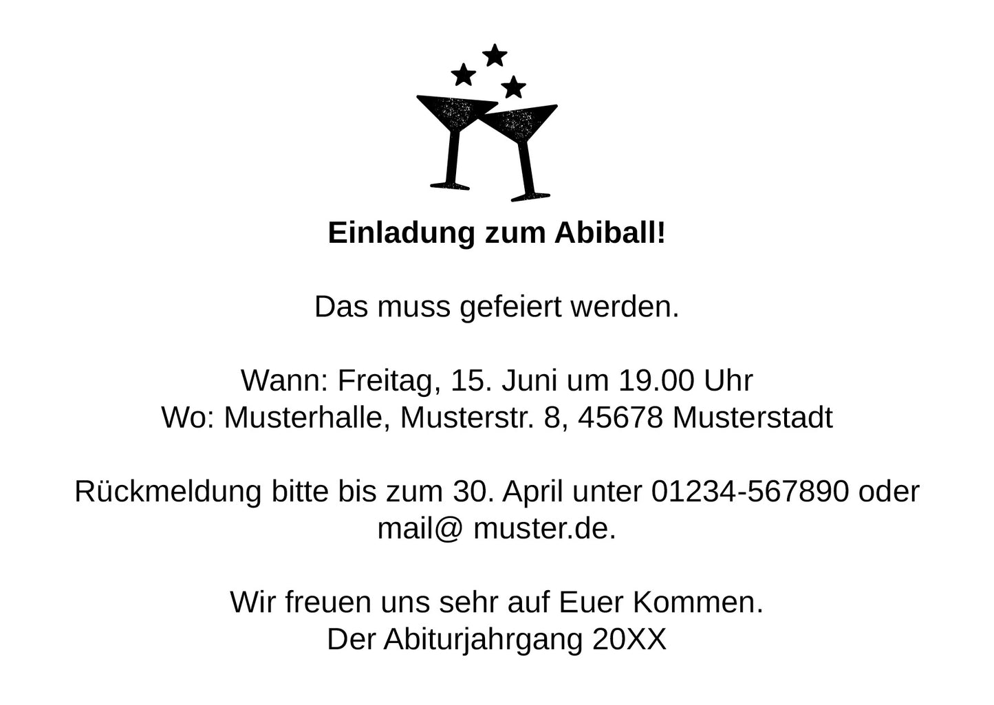 Abiball Einladung – Elegante Abitur Einladungskarte mit französischem Flair & Retro Design - Individuelle Einladung
