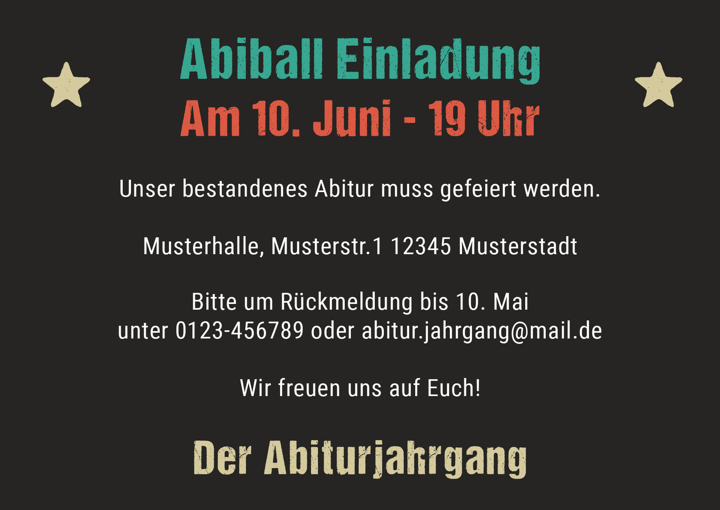 Einladung Abiball Vintage – Personalisierte Einladungskarte mit Textfeld & Retro Stil - Individuelle Einladung