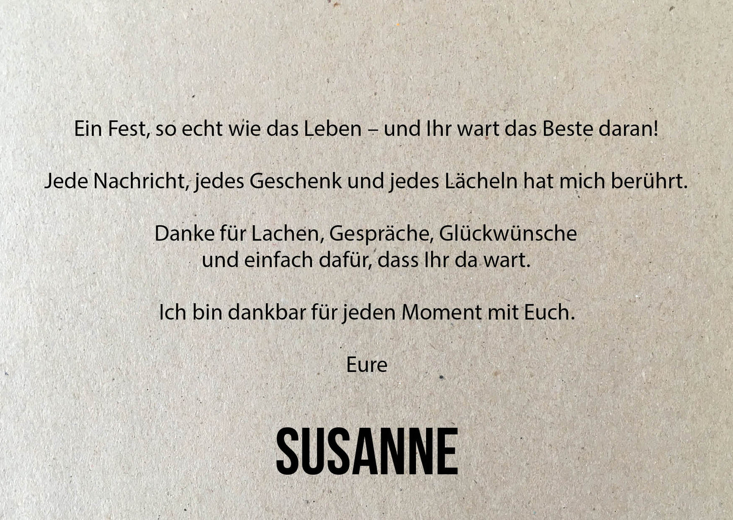 Danksagung Geburtstag: Naturpapier mit Foto