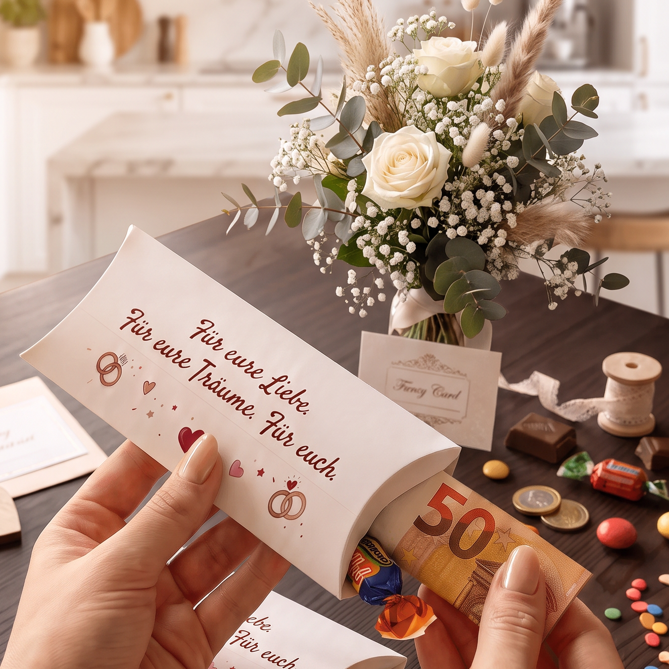 Geldgeschenk Verpackung Hochzeit – Für eure Liebe. Für eure Träume. Für euch.