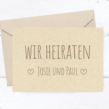 Einladung zur Hochzeit: Graspapier Naturliebe